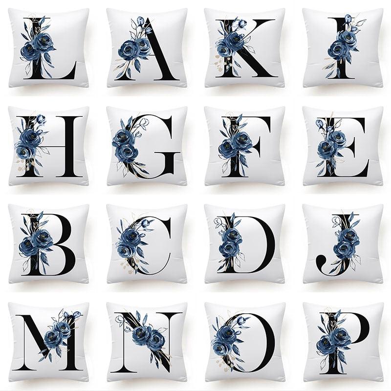 Floral Pillow Covers Alphabet