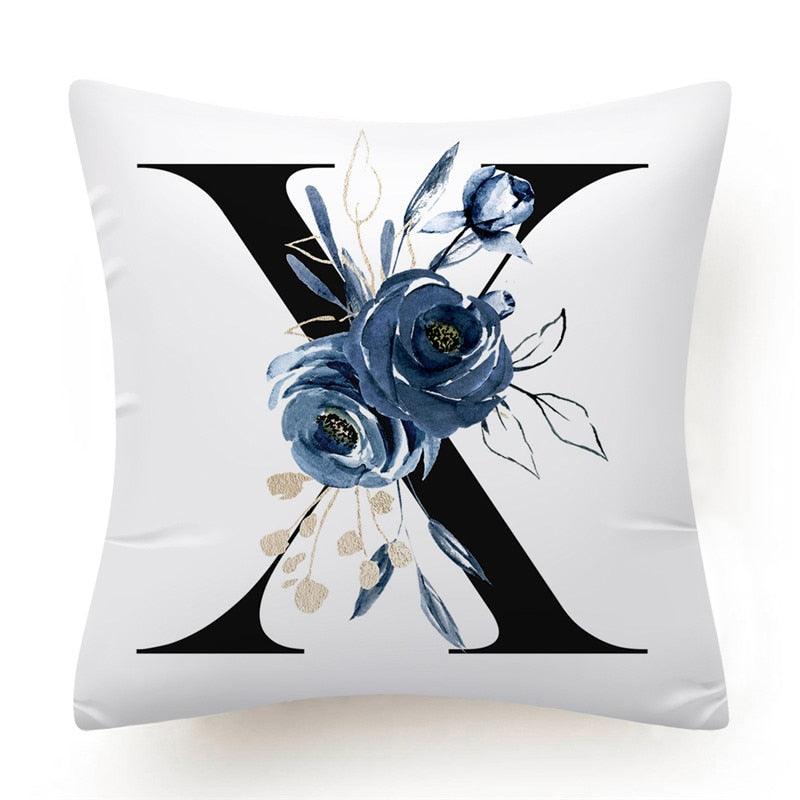 Floral Pillow Covers Alphabet