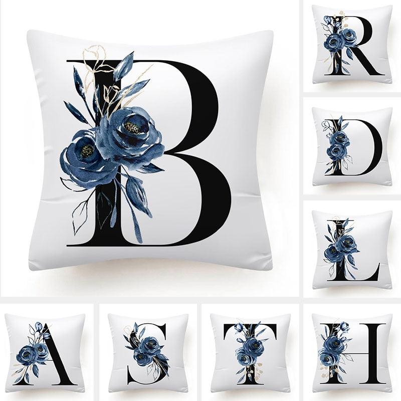 Floral Pillow Covers Alphabet
