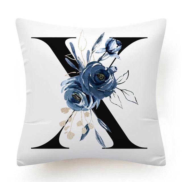 Floral Pillow Covers Alphabet