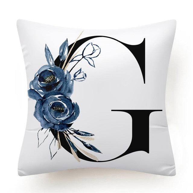 Floral Pillow Covers Alphabet