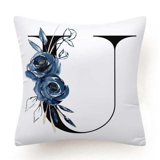 Floral Pillow Covers Alphabet