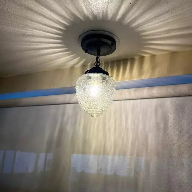 Antique Acorn Glass Ceiling Light With Chain
