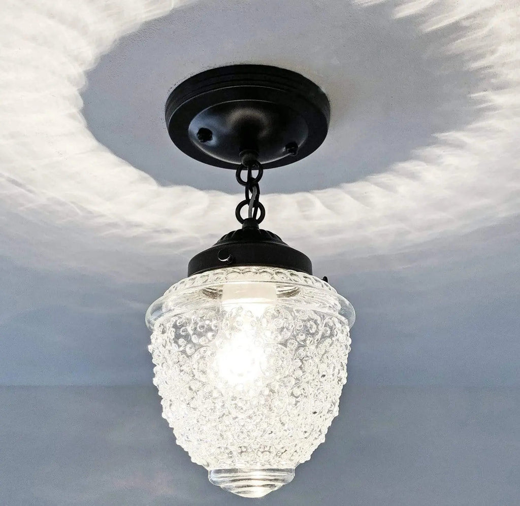 Antique Acorn Glass Ceiling Light With Chain