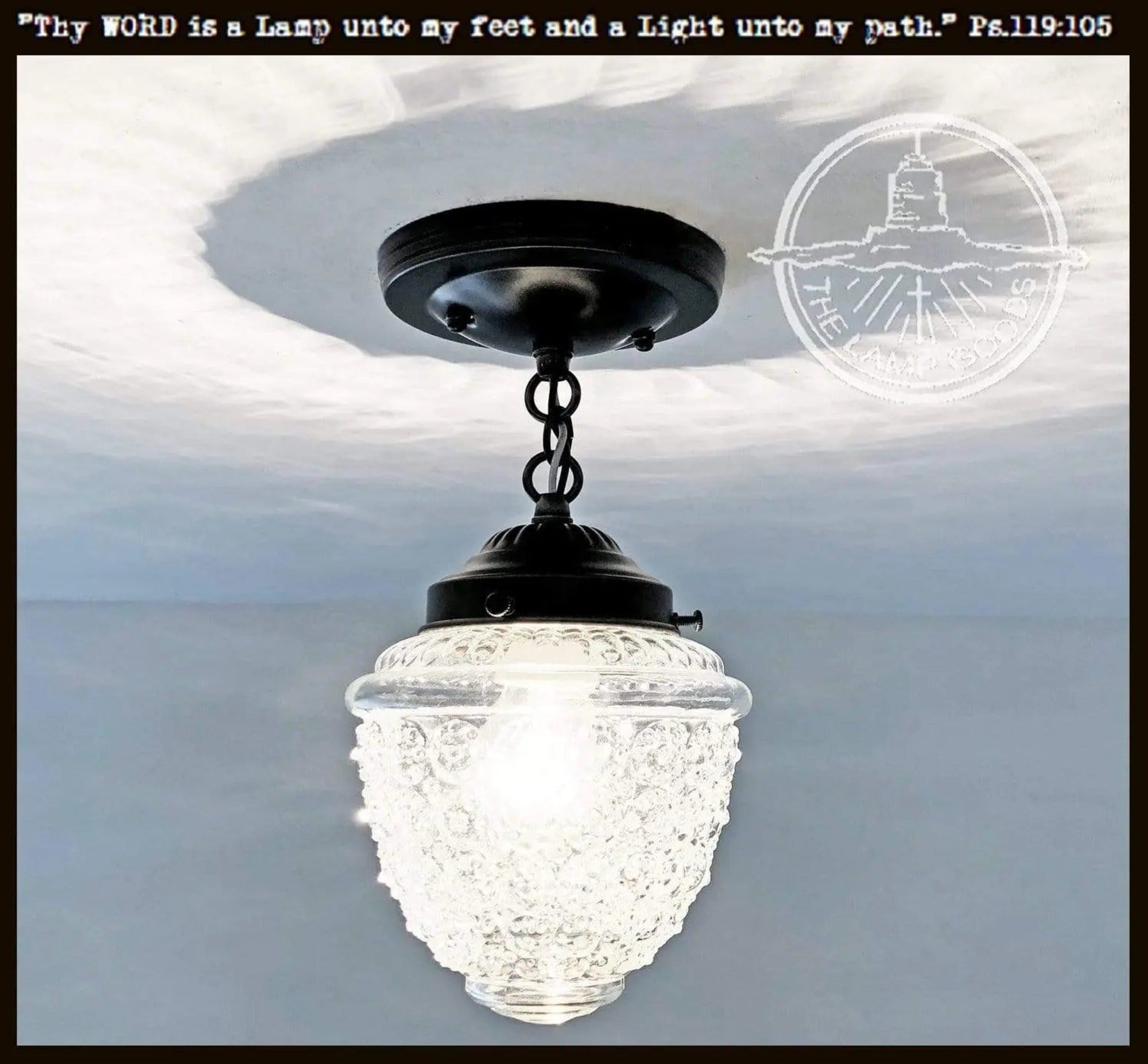 Antique Acorn Glass Ceiling Light With Chain