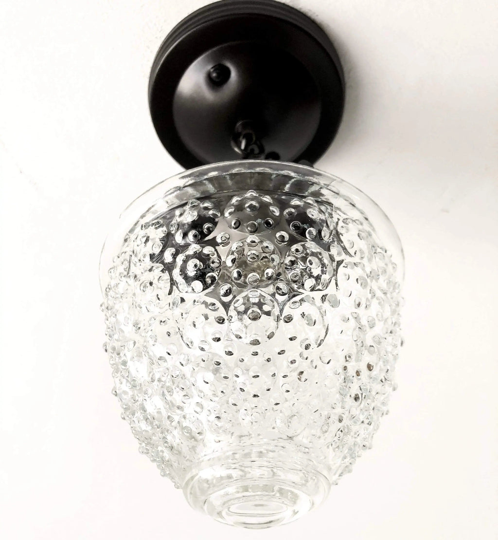 Antique Acorn Glass Ceiling Light With Chain