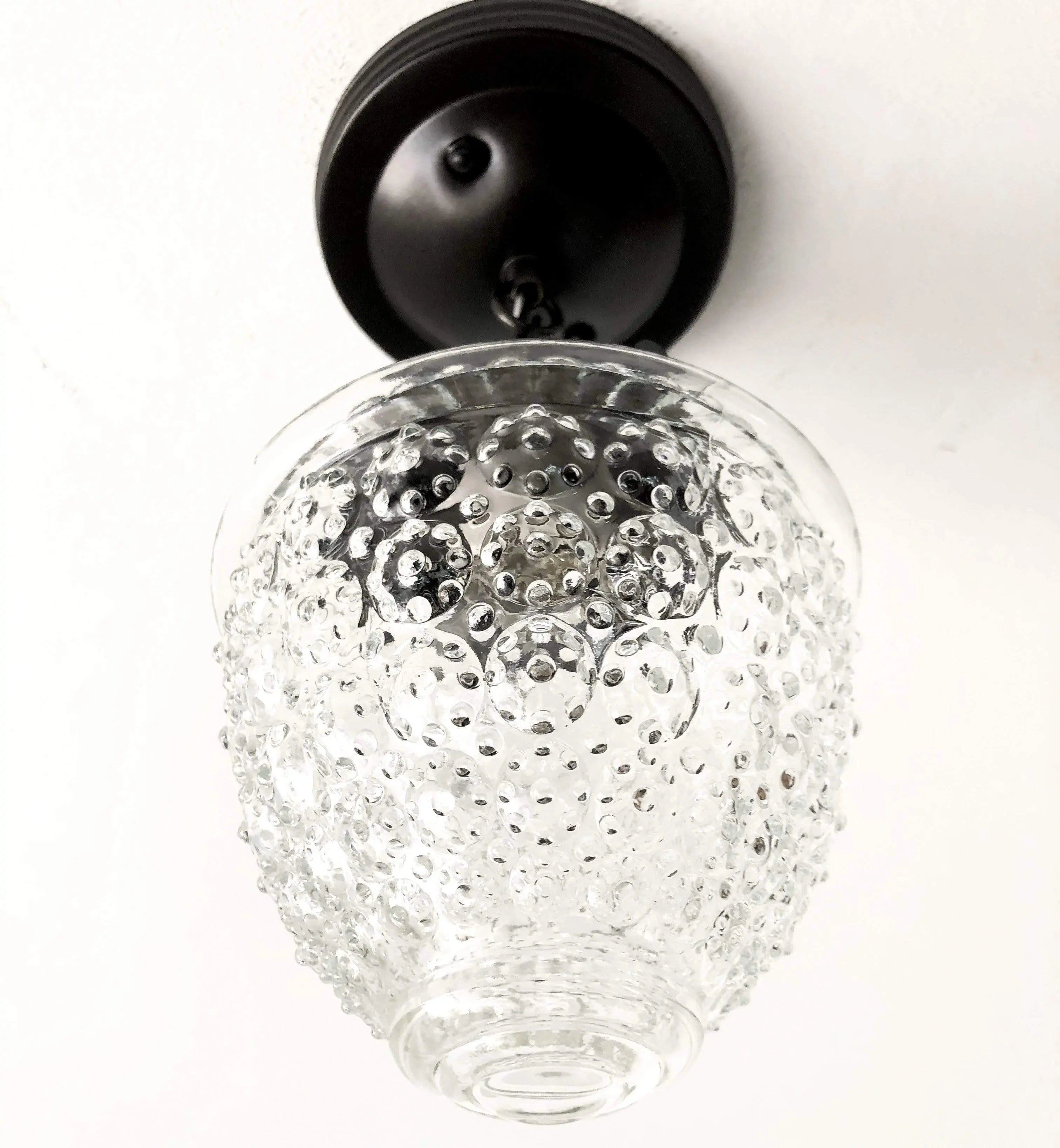 Antique Acorn Glass Ceiling Light With Chain