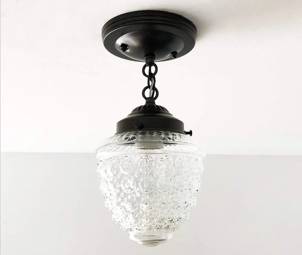 Antique Acorn Glass Ceiling Light With Chain