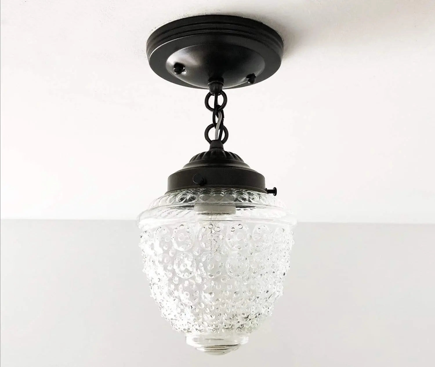 Antique Acorn Glass Ceiling Light With Chain