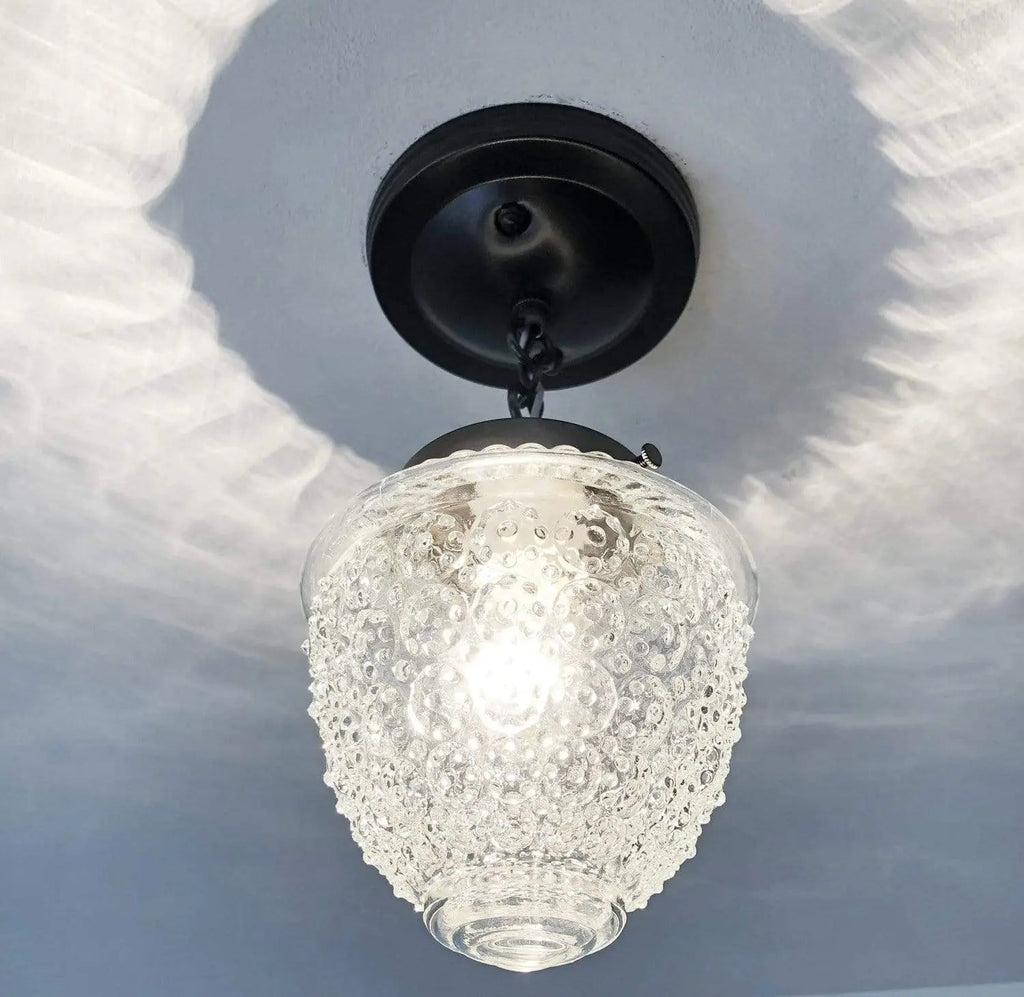 Antique Acorn Glass Ceiling Light With Chain