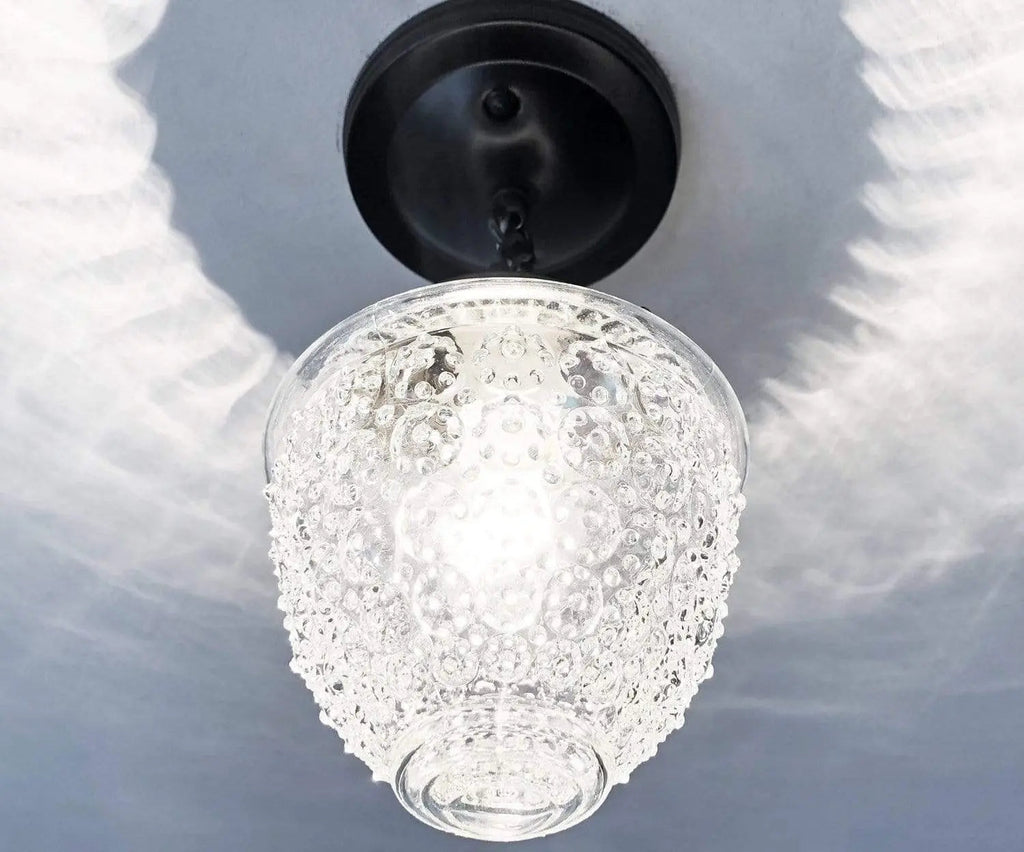 Antique Acorn Glass Ceiling Light With Chain