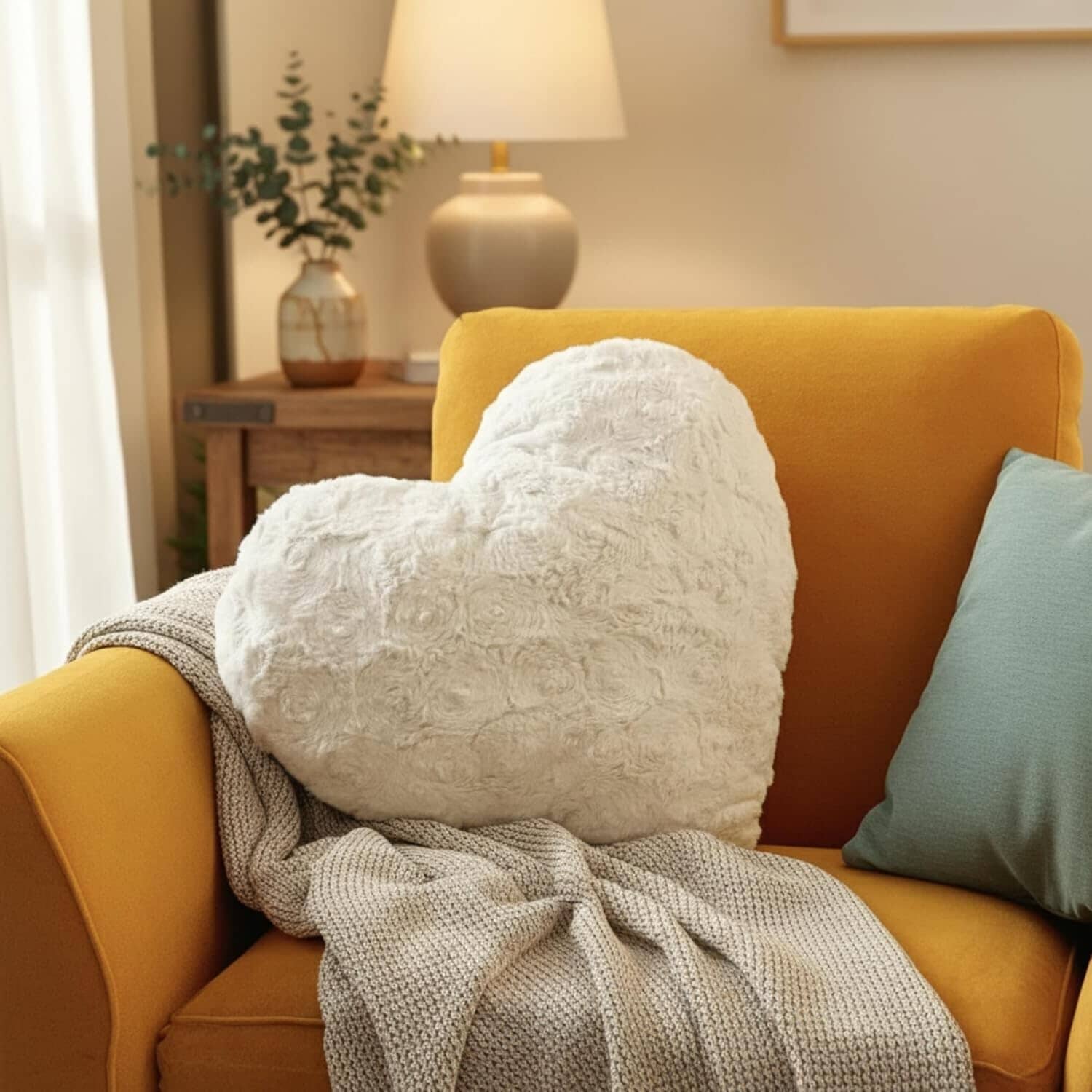 Roses Romantic Plush Stuffed Heart Throw Pillow