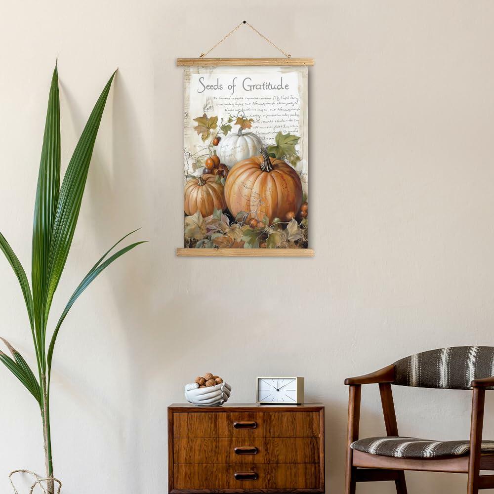 Vintage Pumpkin Thanksgiving Poster Wall Art
