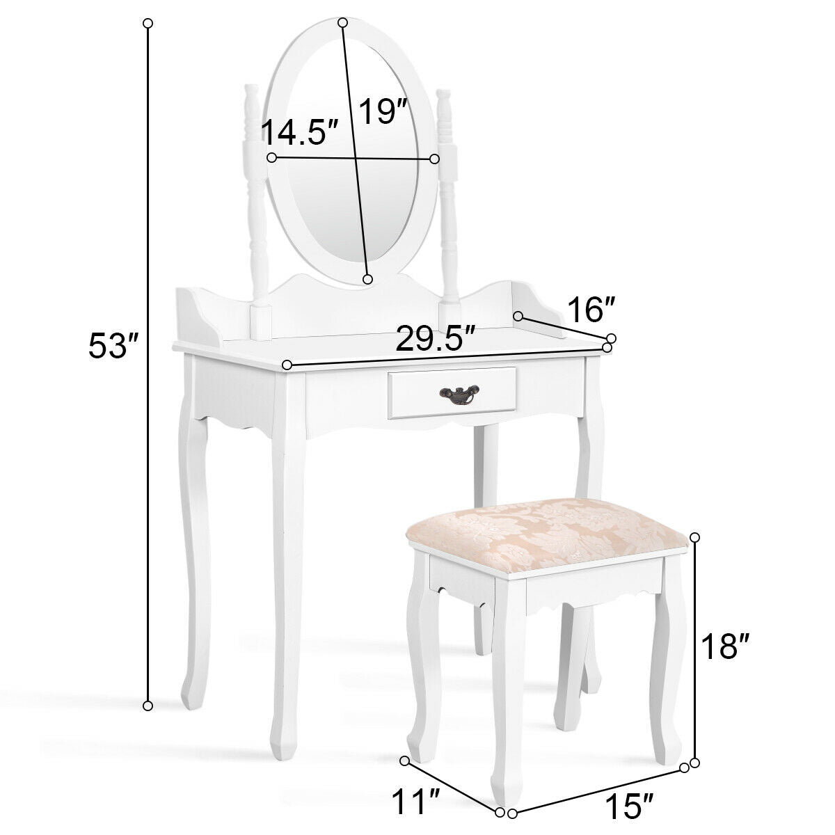Wood Vanity Set