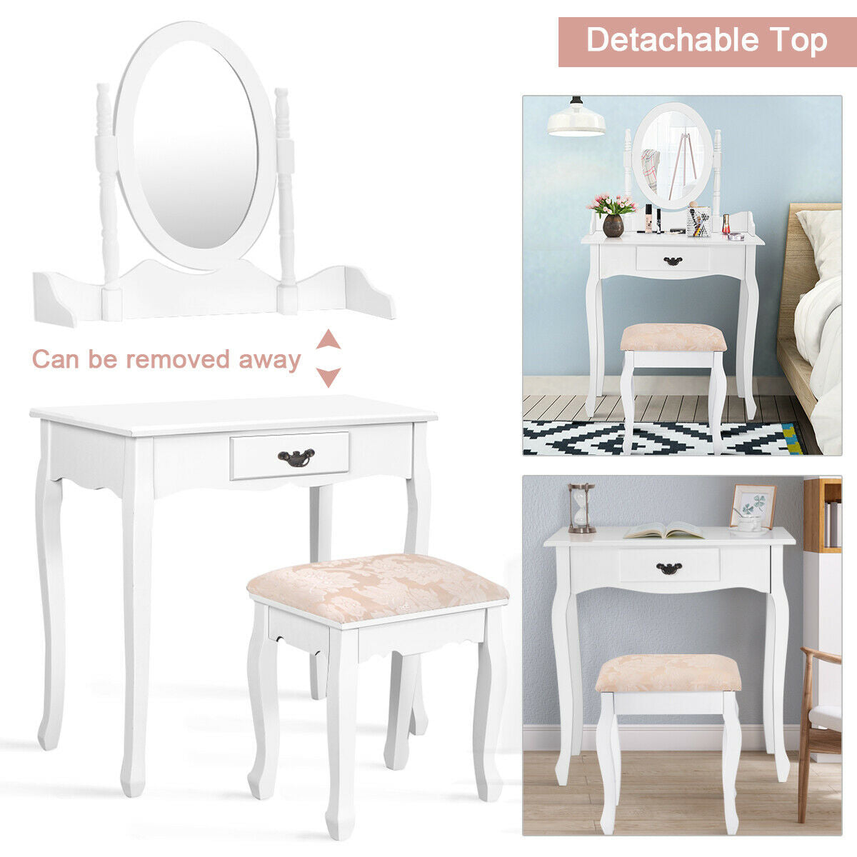 Wood Vanity Set