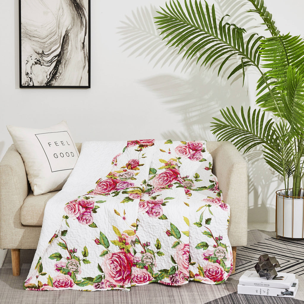 Romantic Roses Floral Throw Blanket