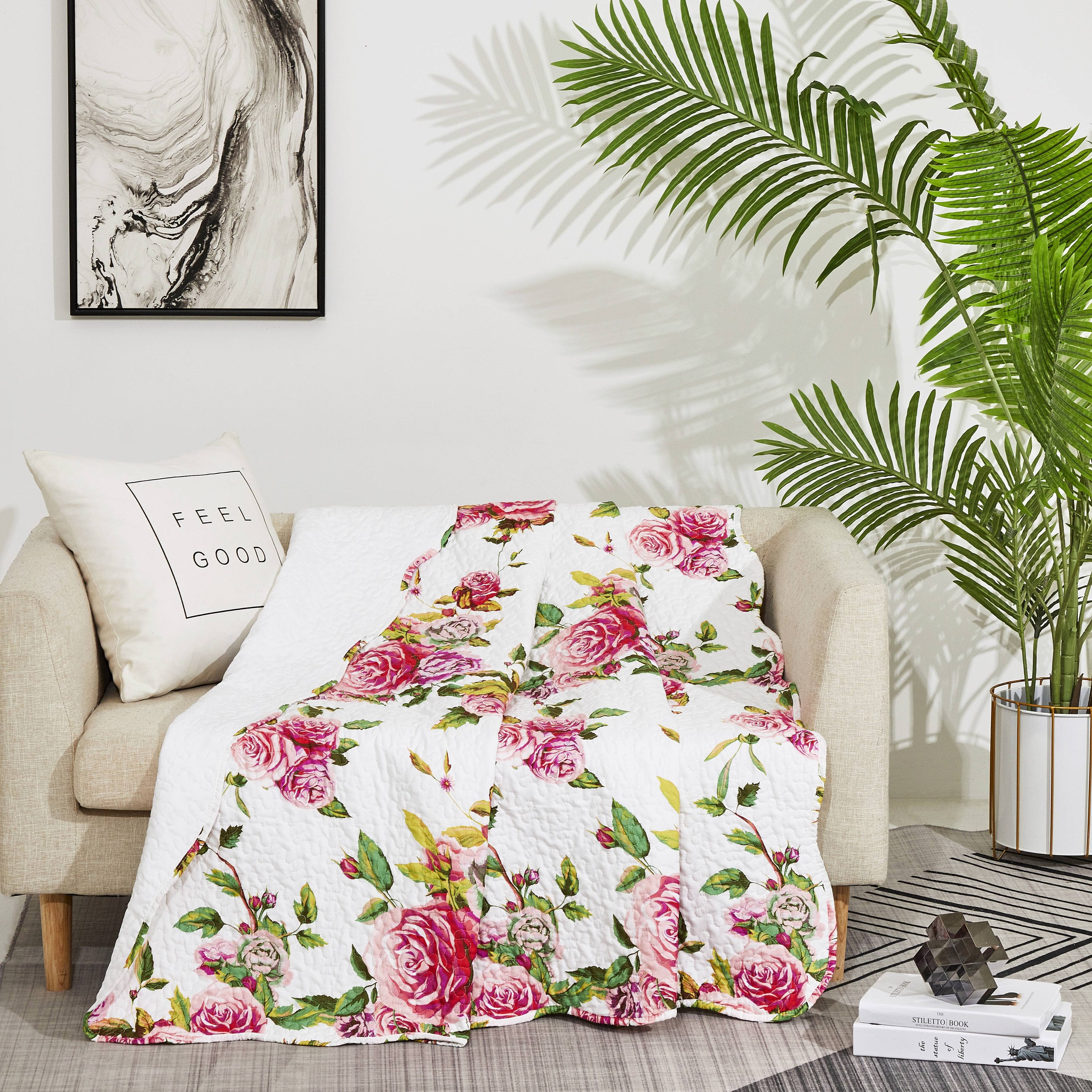 Romantic Roses Floral Throw Blanket