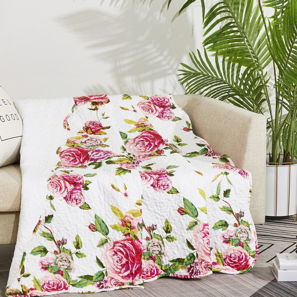 Romantic Roses Floral Throw Blanket