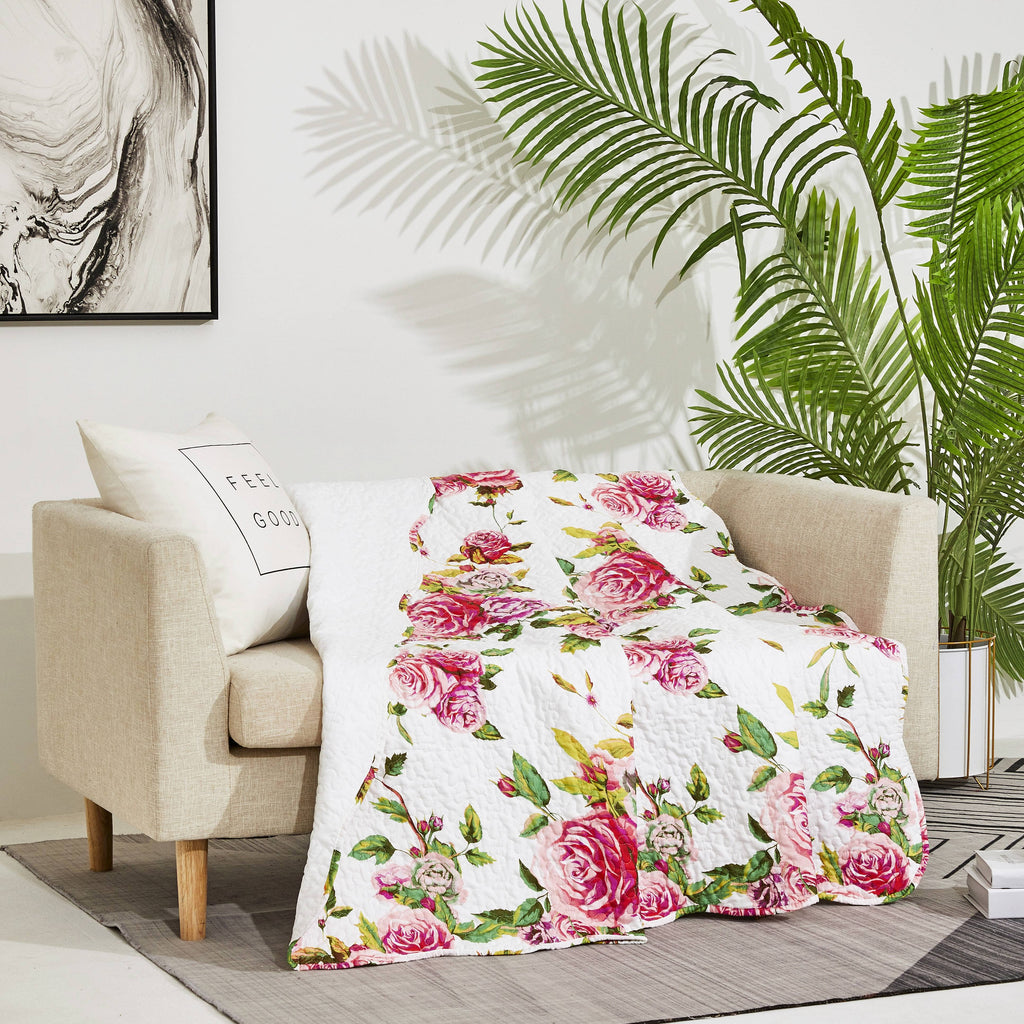 Romantic Roses Floral Throw Blanket