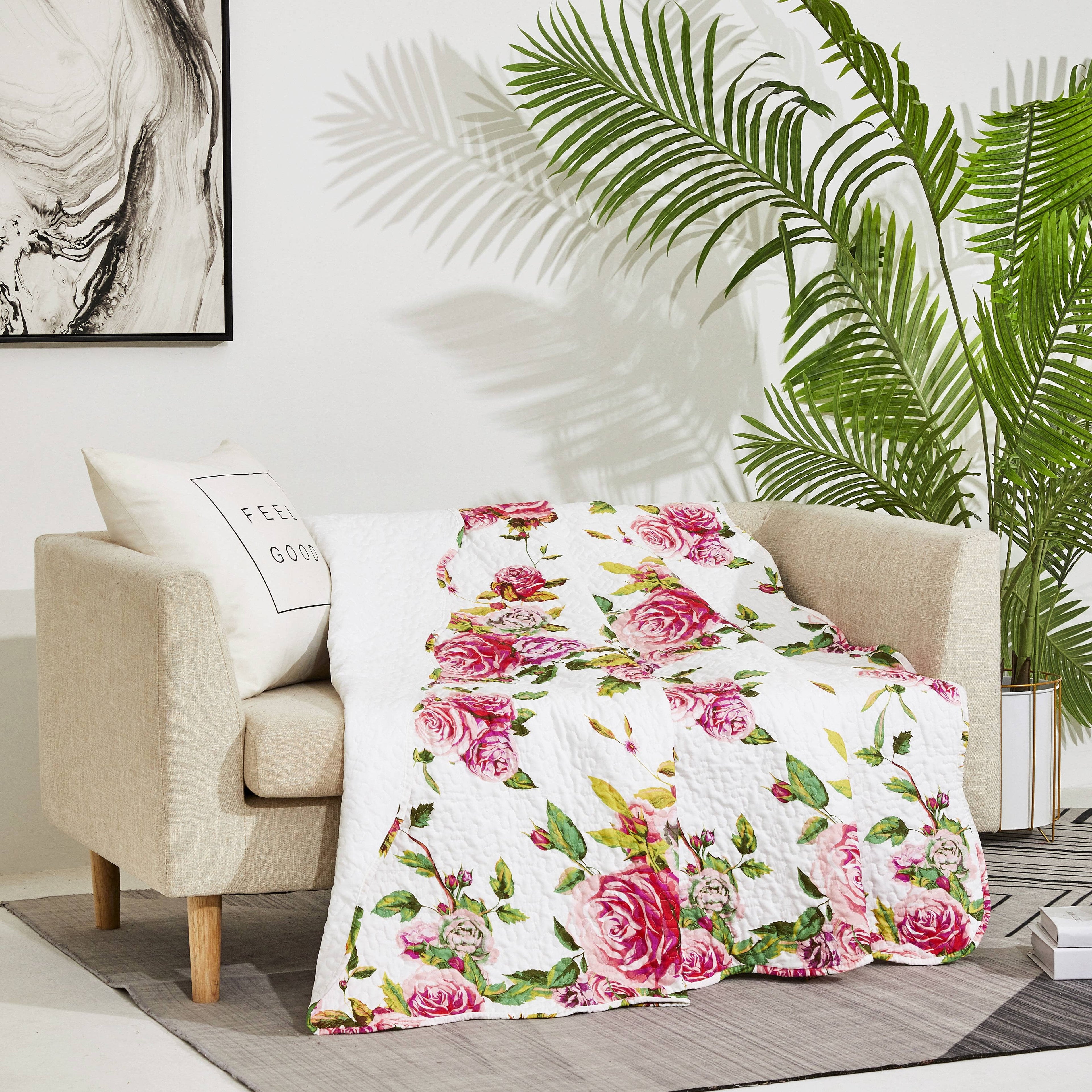 Romantic Roses Floral Throw Blanket