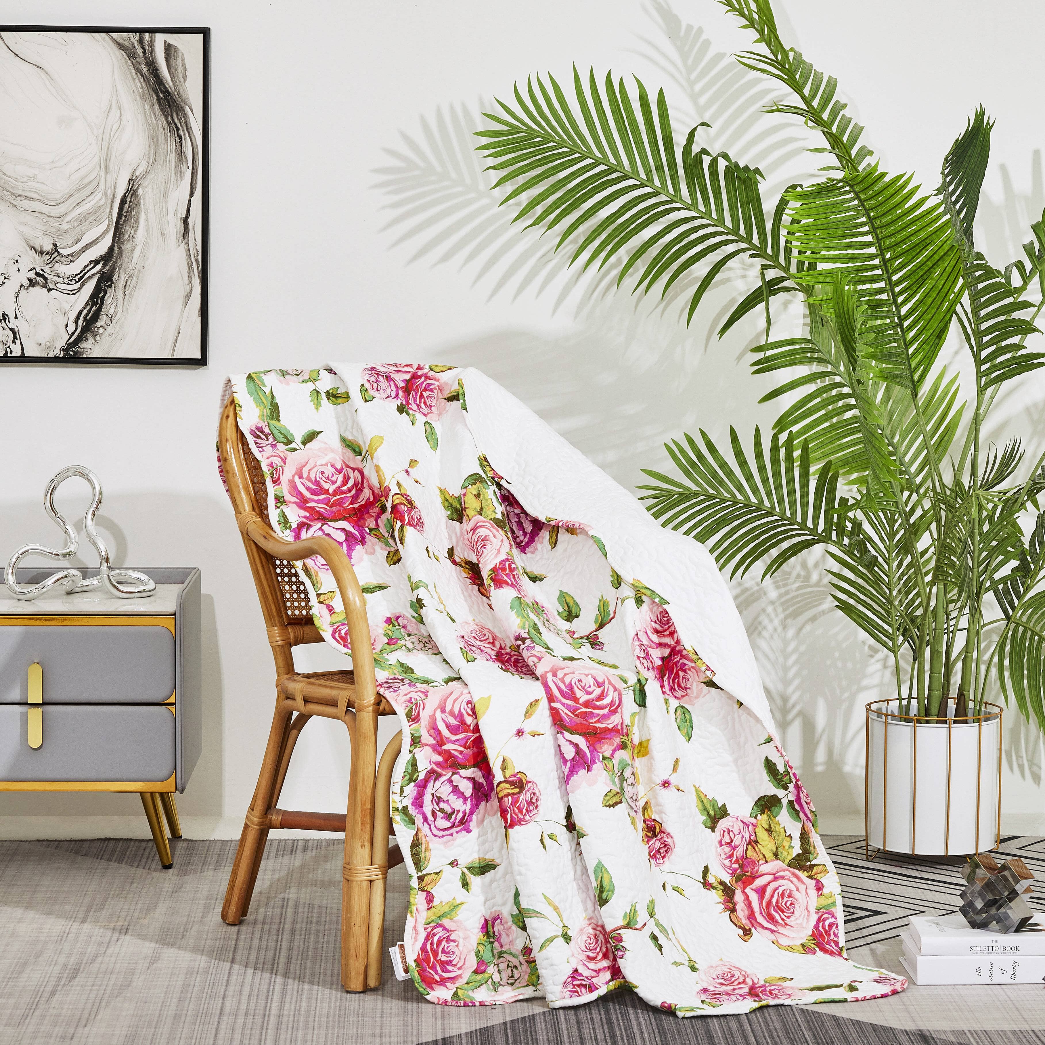 Romantic Roses Floral Throw Blanket