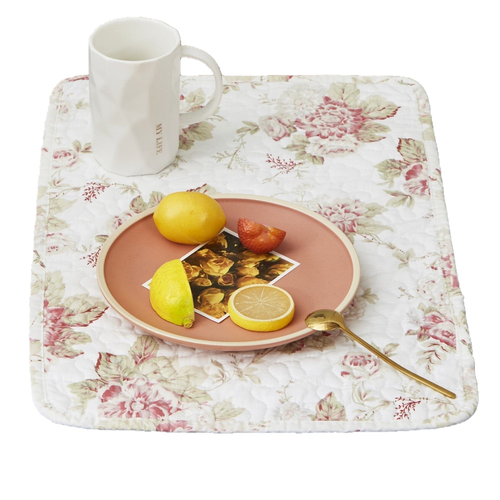 Dainty Cottage Roses Quilted Cotton Placemats