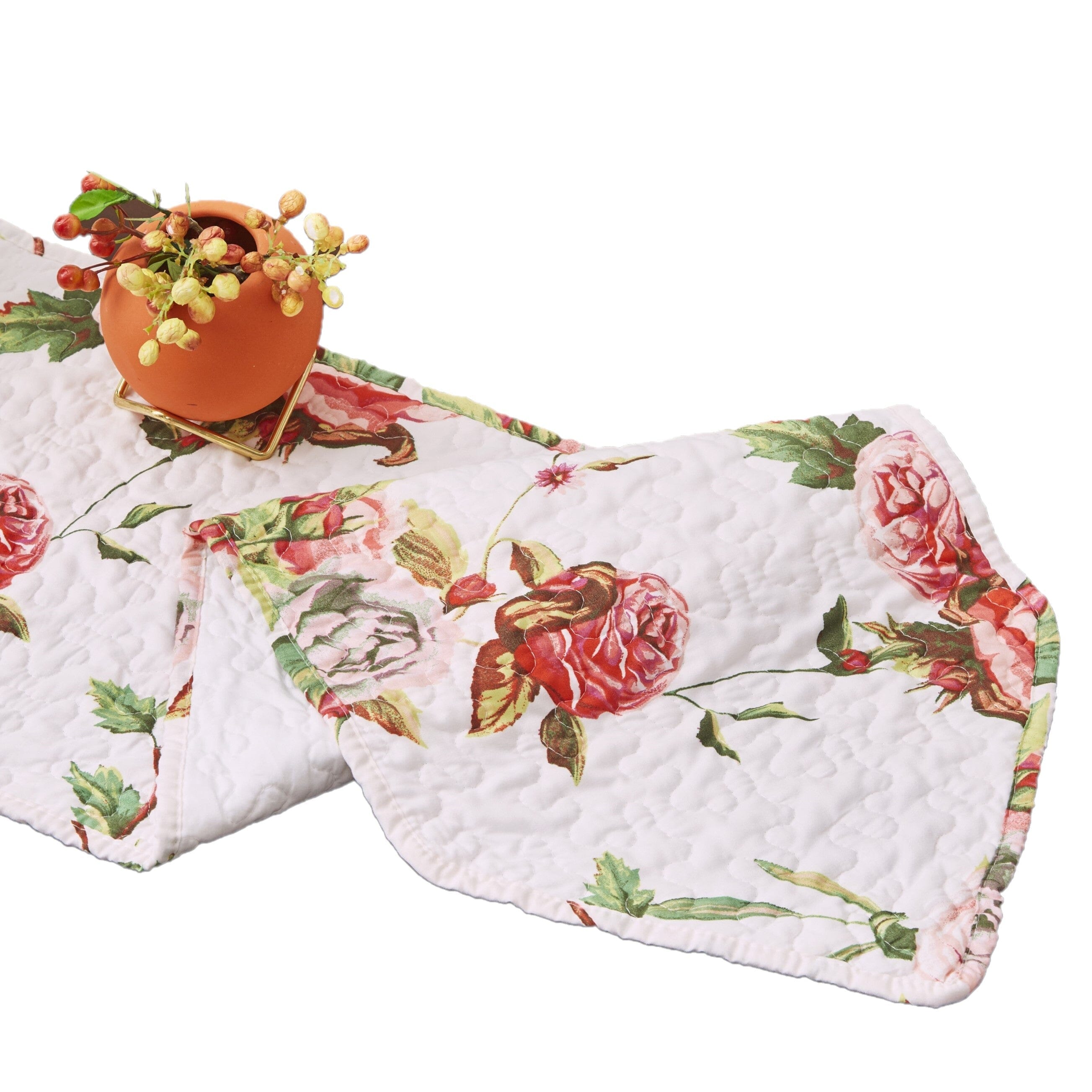 Romantic Roses Pink Quilted Dining Table Runner