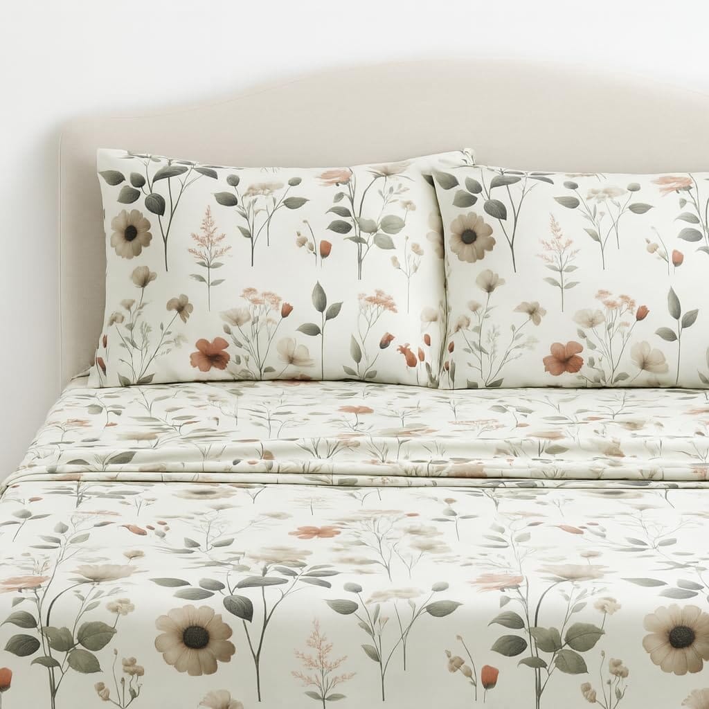 Enchanted Meadow Floral Microfiber Sheet Set