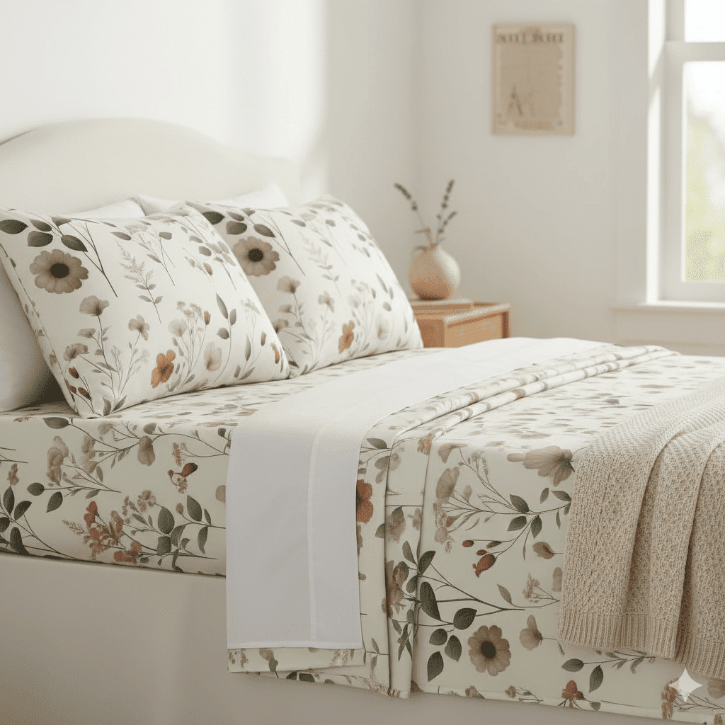 Enchanted Meadow Floral Microfiber Sheet Set