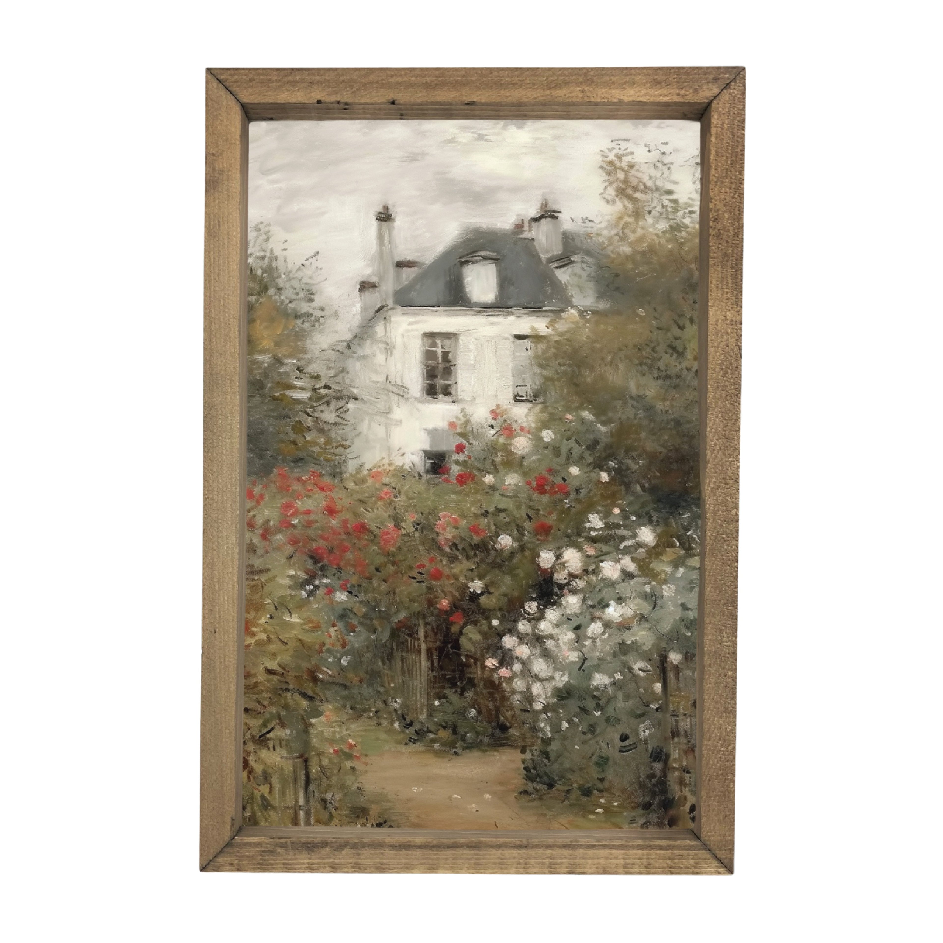 White Cottage Framed Art