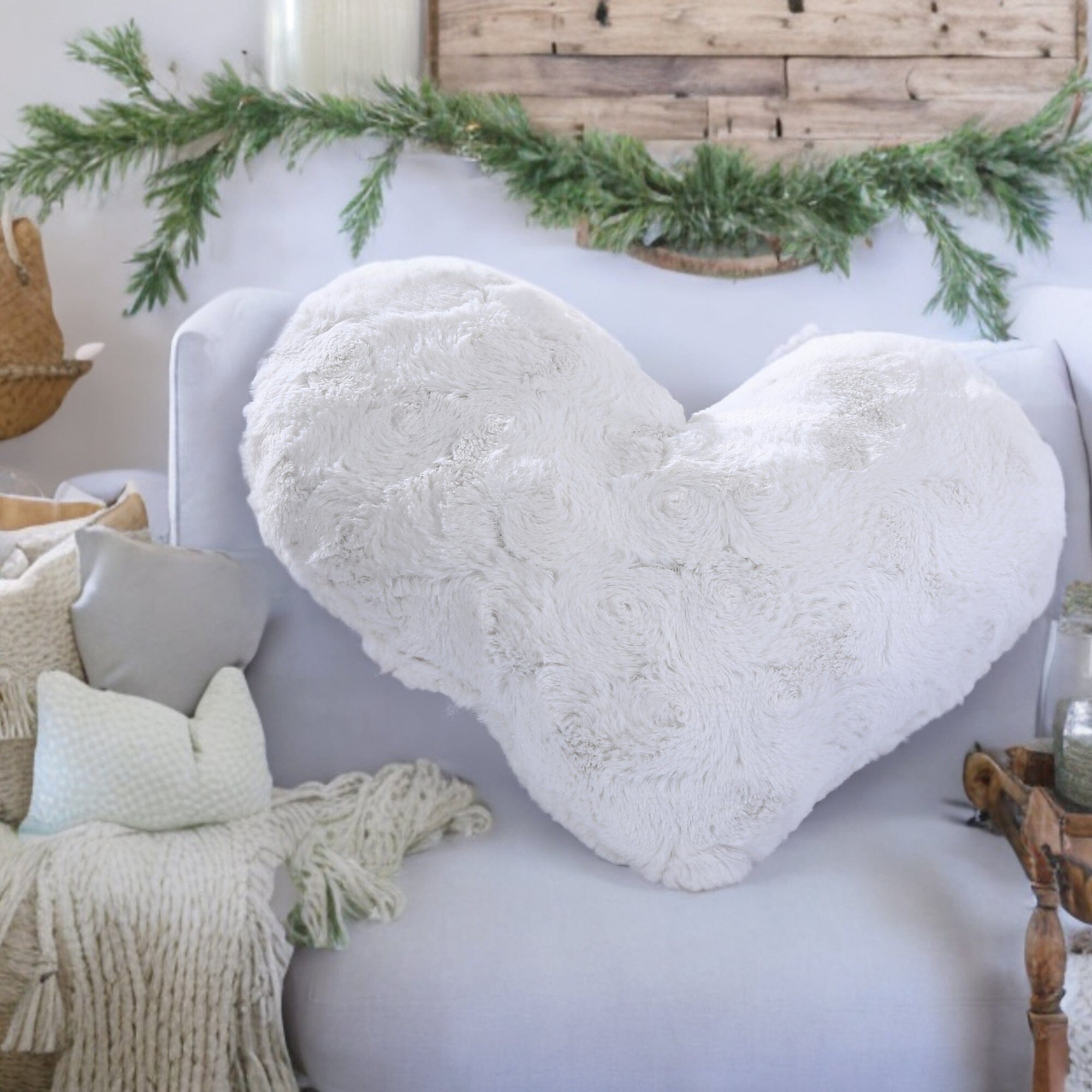Roses Romantic Plush Stuffed Heart Throw Pillow