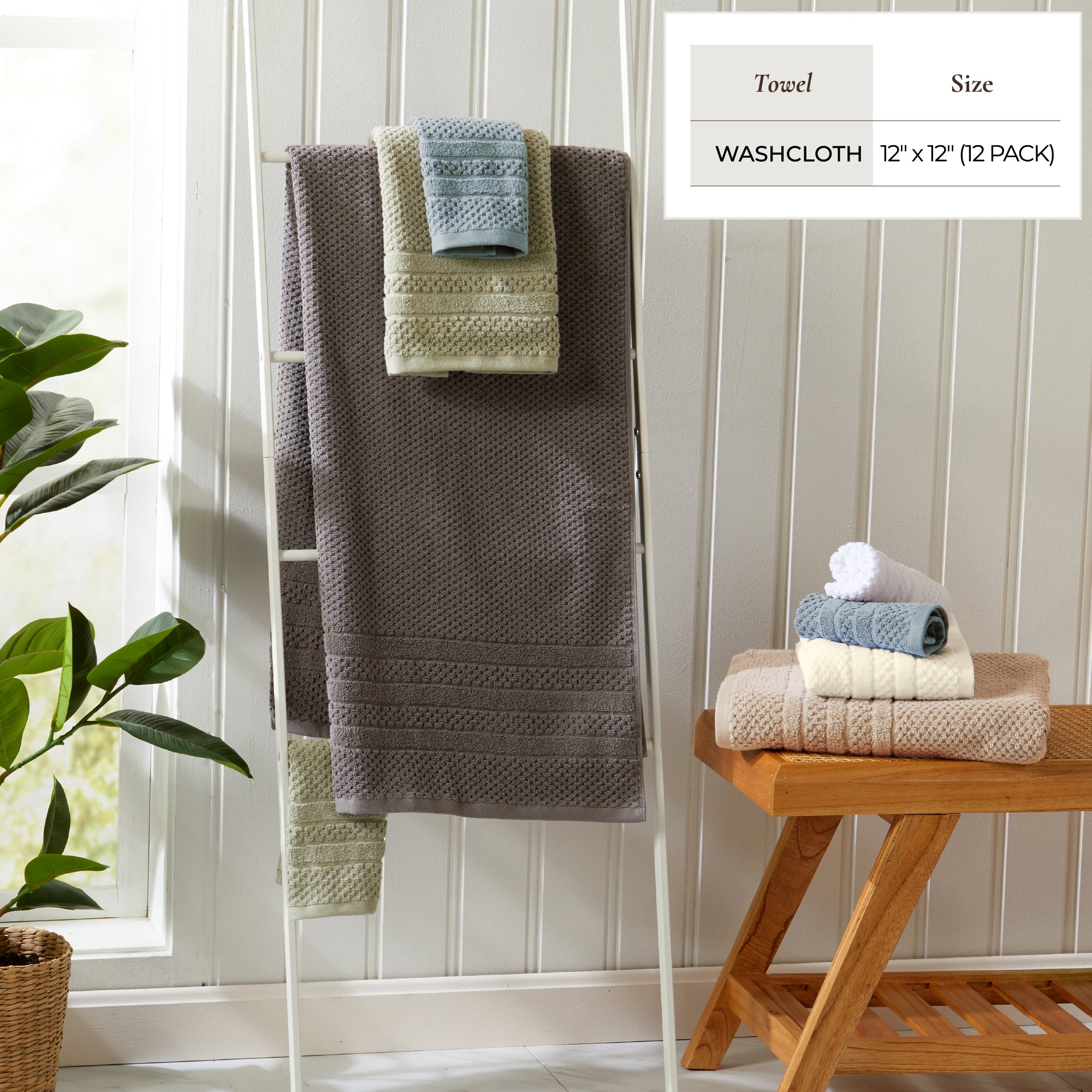 100% Cotton Checkered Jacquard Bath Towel Set